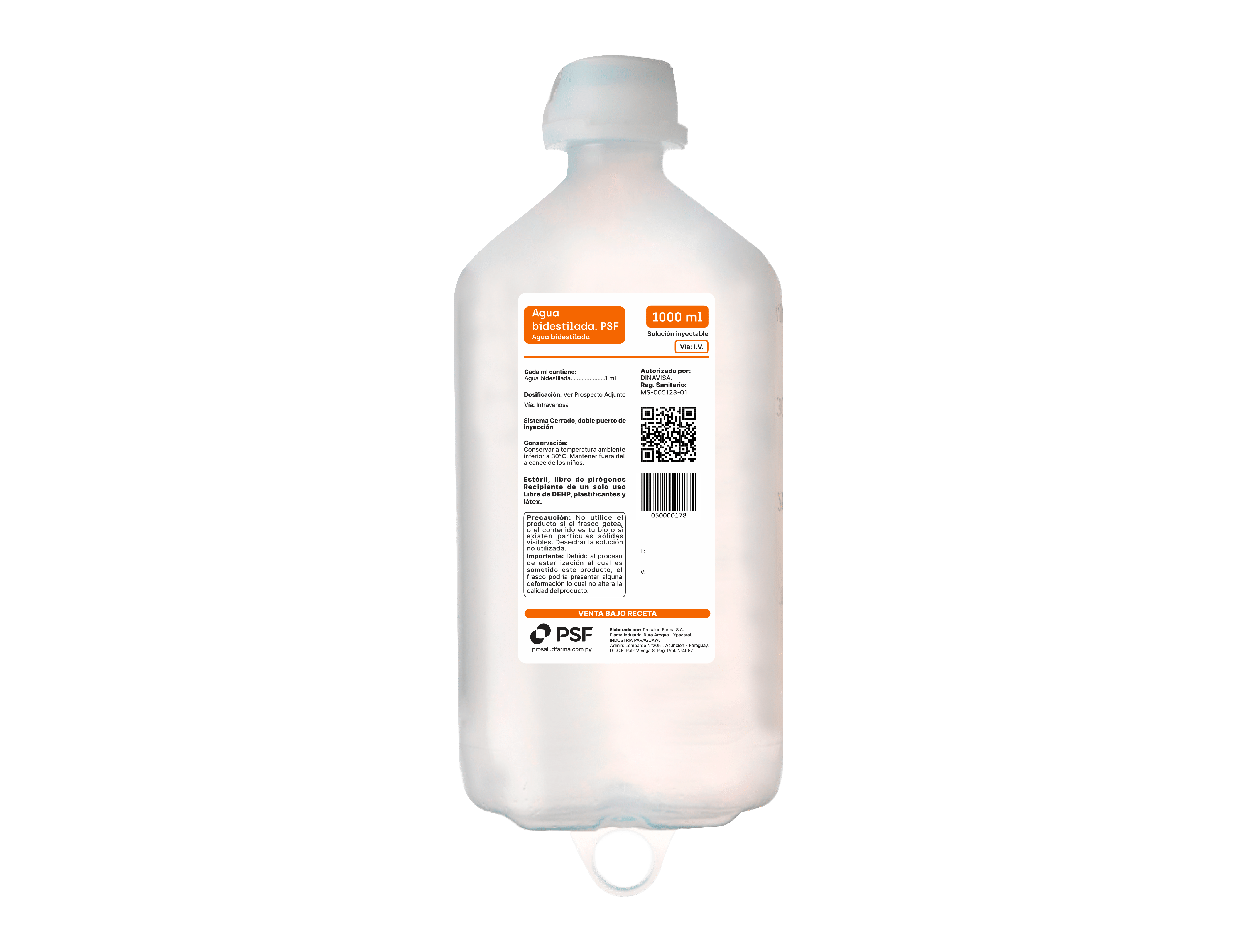AGUA BIDESTILADA PSF 1000ml