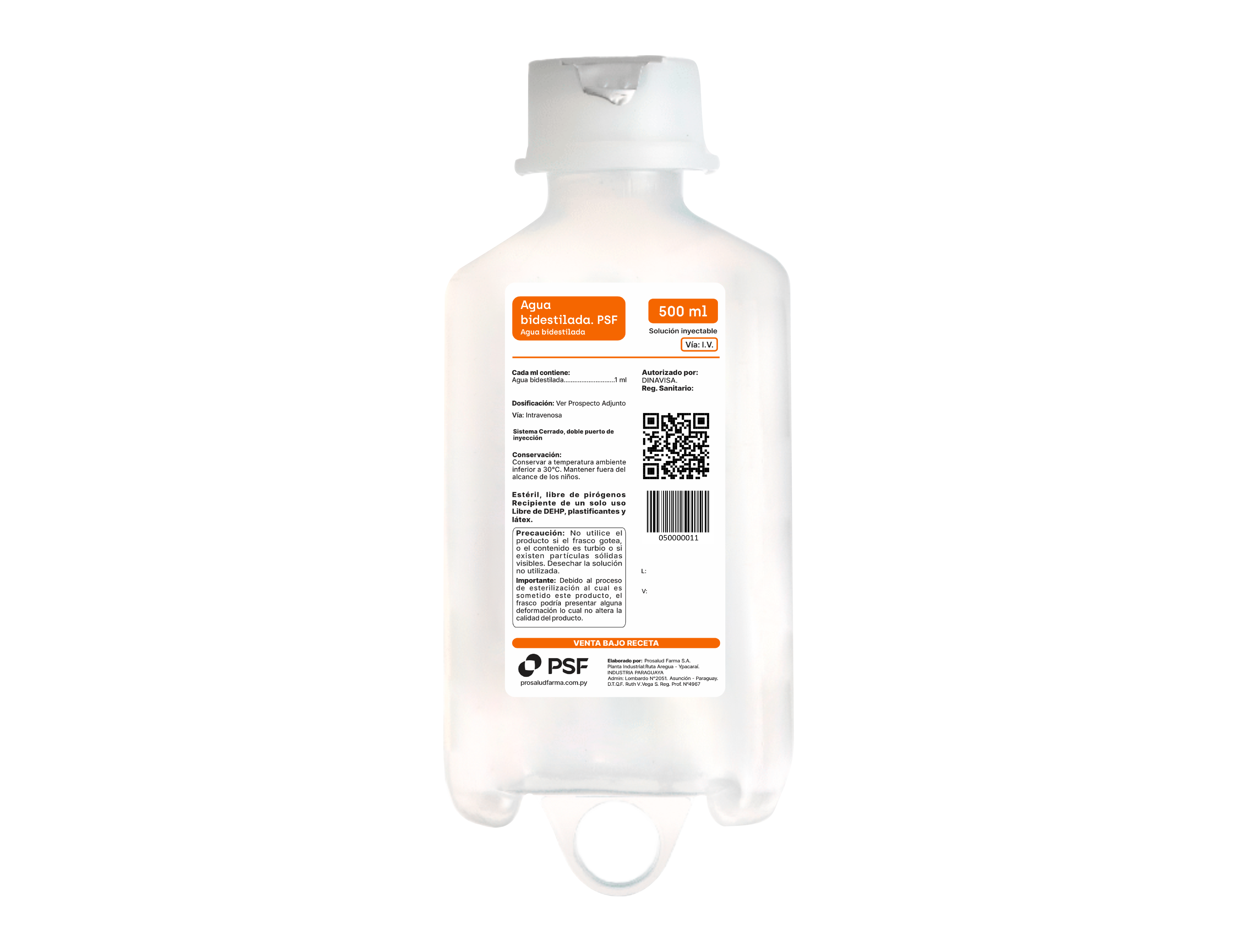 AGUA BIDESTILADA PSF 500ml