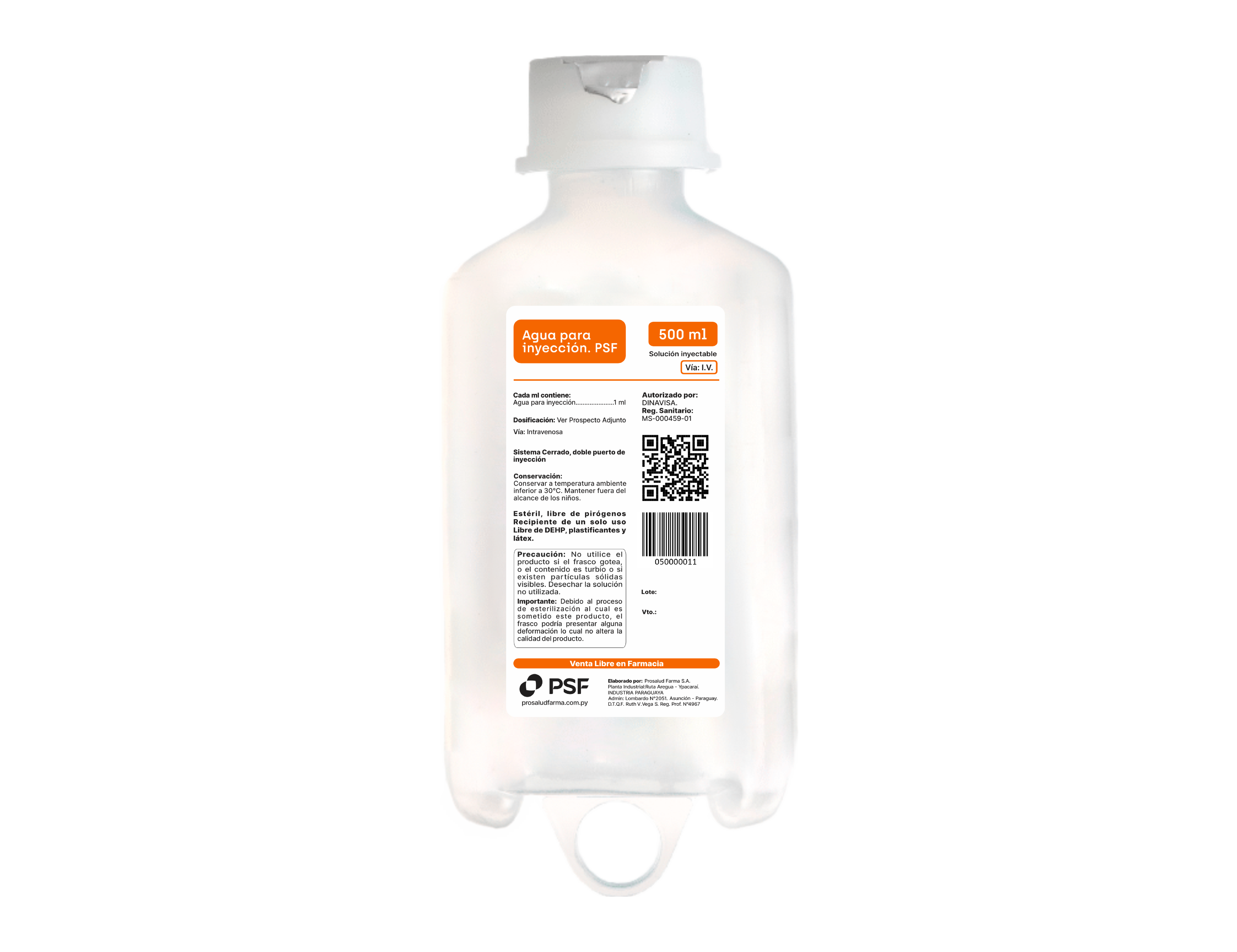 AGUA PARA INYECCIÓN 500ml PSF